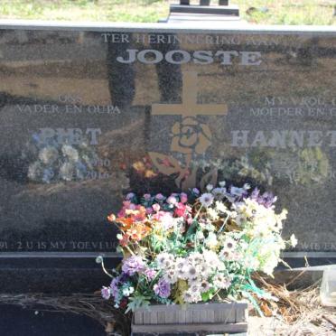 JOOSTE Piet 1930-2016 &amp; Hannetjie 1933-2008