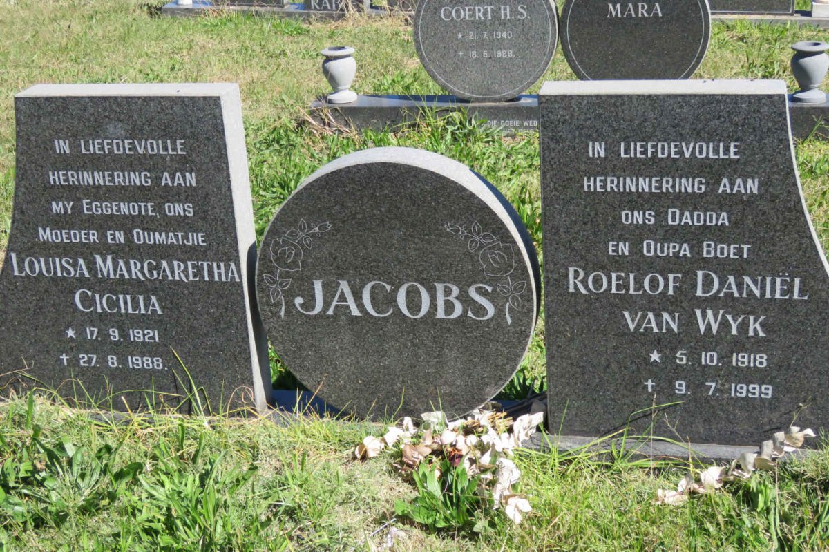 JACOBS Roelof Daniël van Wyk 1918-1999 & Louisa Margaretha Cicilia 1921-1988