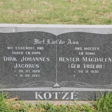 KOTZÈ Dirk Johannes Jacobus 1928-1997 &amp; Hester Magdalena VOSLOO 1930-