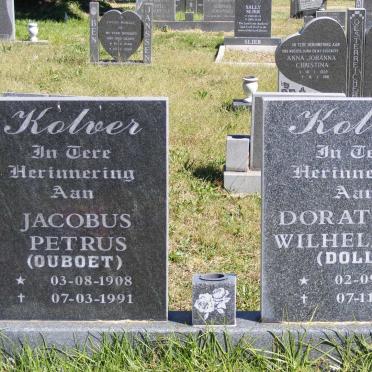 KOLVER Jacobus Petrus 1908-1991 &amp; Dorathea Wilhelmina 1921-1996
