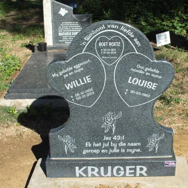 KRUGER Willie 1956-2013 &amp; Louise 1963- :: KRUGER Boet Roetz 1937-2014