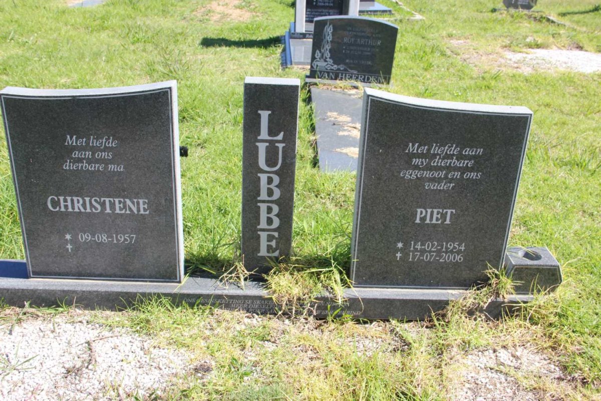 LUBBE Piet 1954-2006 & Christene 1957-