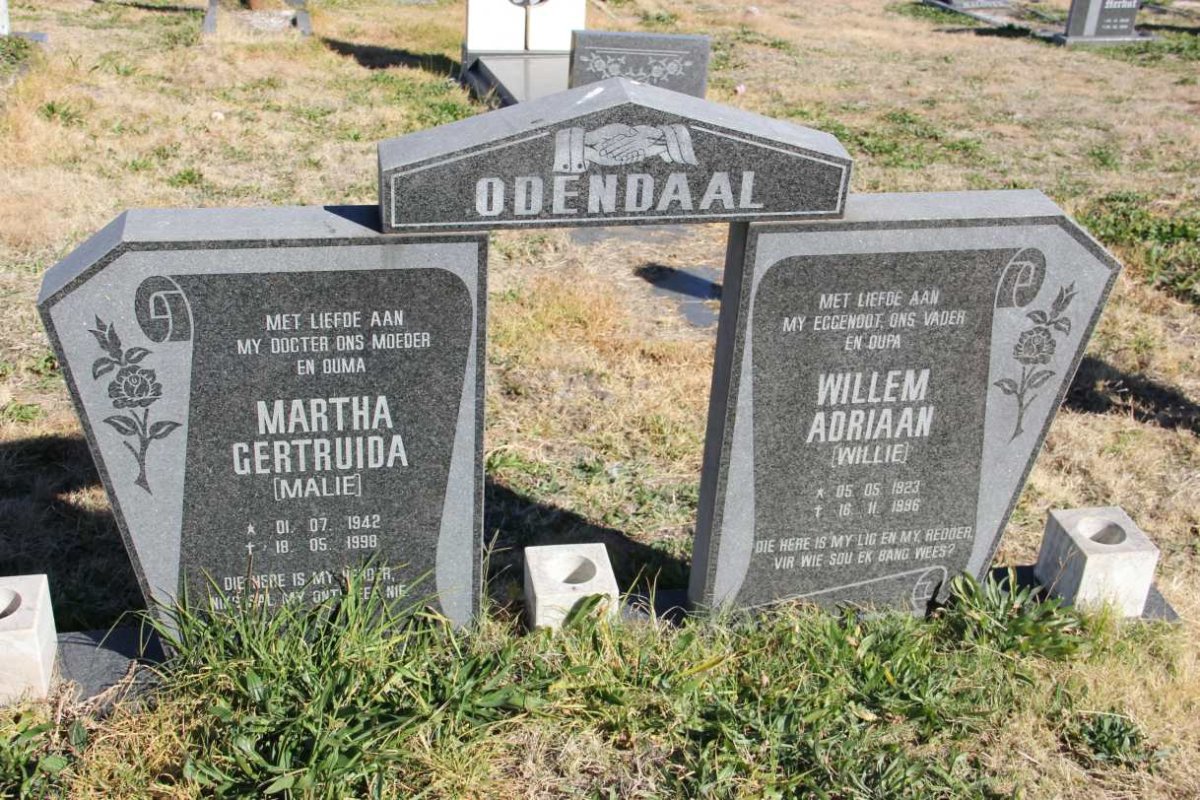 ODENDAAL Willem Adriaan 1923-1996 & Martha Gertruida 1942-1998