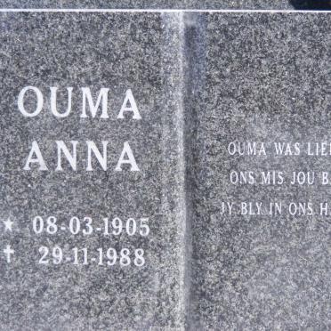 RAUTENBACH Anna 1905-1988 :: RAUTENBACH Elize 1935-2011 :: RAUTENBACH Max 1931-2005