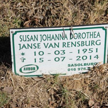 RENSBURG Susan Johanna Dorothea, Janse van 1951-2014
