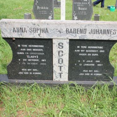 SCOTT Barend Johannes 1916-1997 &amp; Anna Sophia 1917-2003