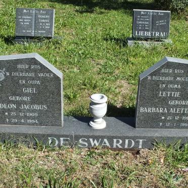 SWARDT Gideon Jacobus, de 1909-1994 &amp; Barbara Aletta MEYER 1911-1998