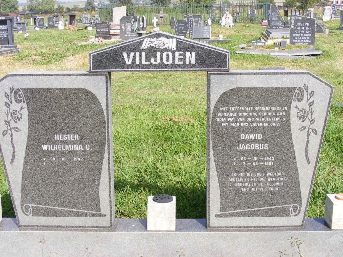 VILJOEN Dawid Jacobus 1943-1997 & Hester Wilhelmina C. 1947-