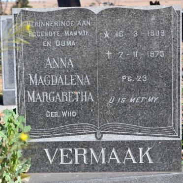 VERMAAK Johannes Cornelius 1903-1979 &amp; Anna Magdalena Margaretha WIID 1909-1975