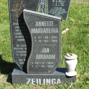 ZEILINGA Jan Abraham 1928-1998 &amp; Annette Margaretha 1935-1994