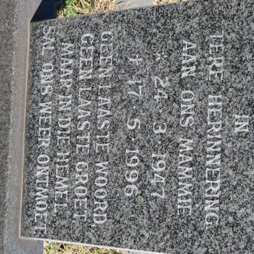 ZEELIE Johan 1942-1992 &amp; Lena 1947-1996