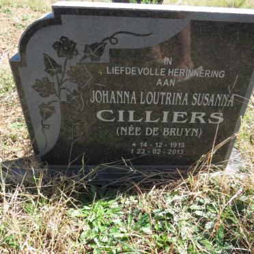 CILLIERS Johanna Loutrina Susanna nee DE BRUIN 1913-2013