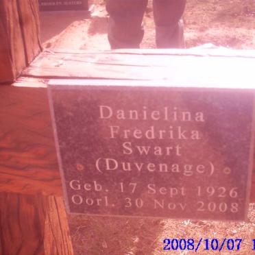 SWART Danielina Frederika nee DUVENAGE 1926-2008