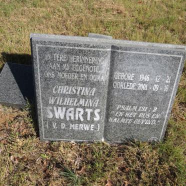 SWARTS Christina Wilhelmina nee V.D. MERWE 1946-2001