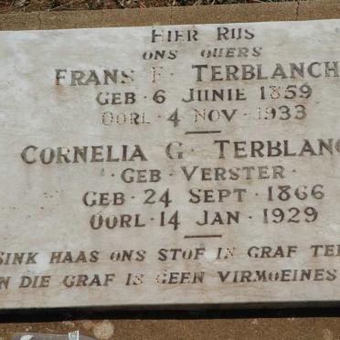 TERBLANCHE Frans F. 1859-1933 &amp; Cornelia G. VERSTER 1866-1929