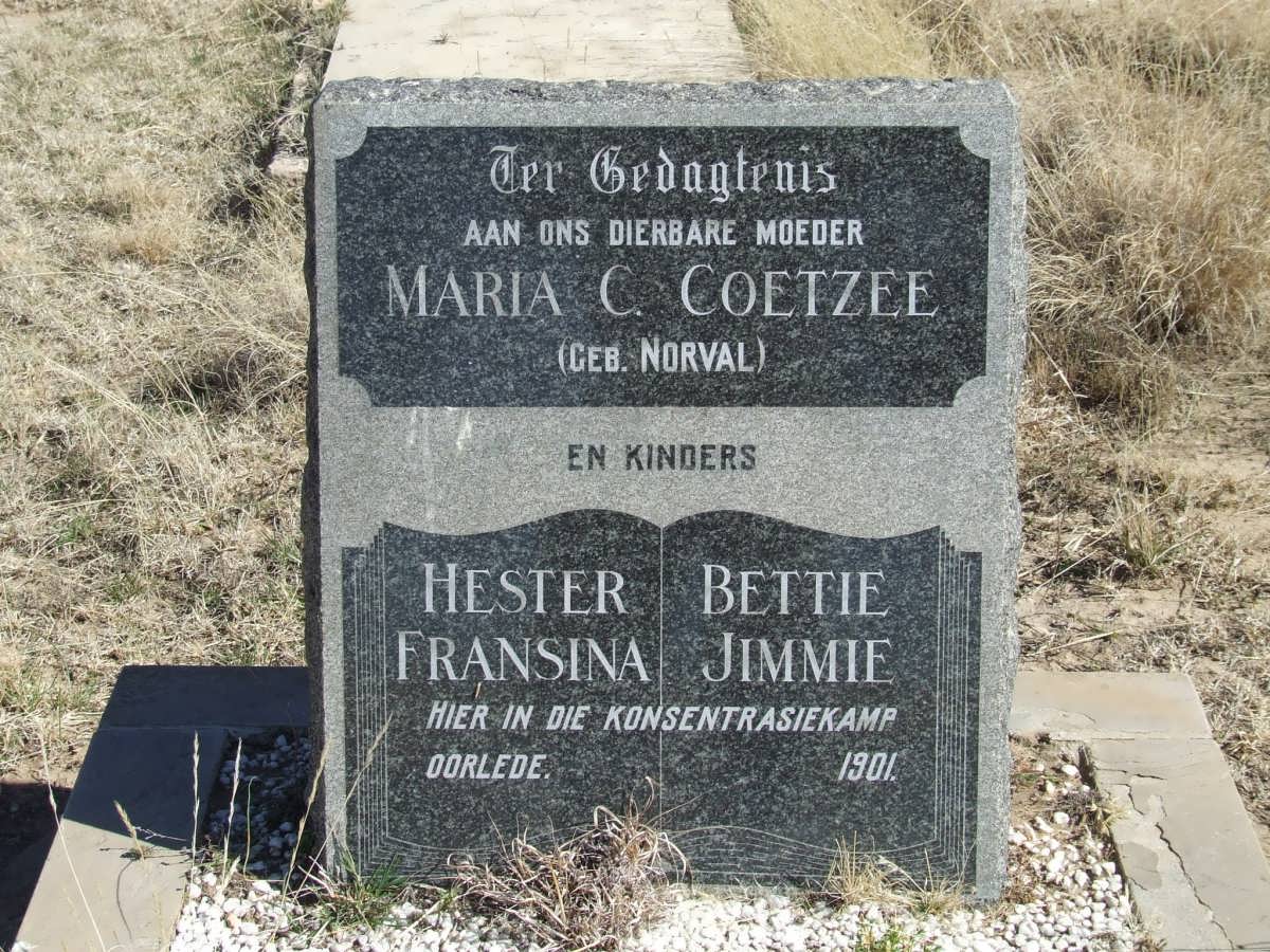 COETZEE Maria. C. nee NORVAL -1901 :: COETZEE Hester -1901 :: COETZEE Francina -1901