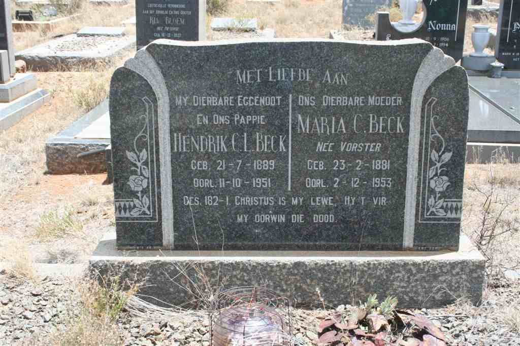 BECK Hendrik C.L. 1889-1951 & Maria C. VORSTER 1881-1953