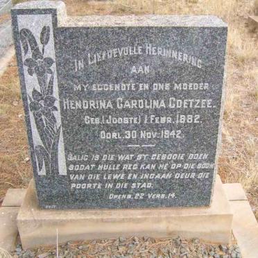 COETZEE Hendrina Carolina nee JOOSTE 1882-1942