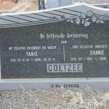COETZEE Fanie 1925-1971 &amp; Sannie 1915-1988