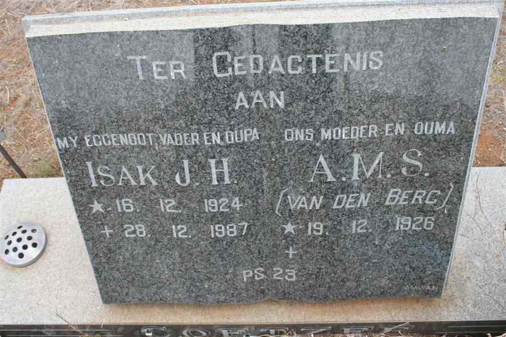 COETZEE Isak J.H. 1924-1987 & A.M.S. VAN DEN BERG 1926-