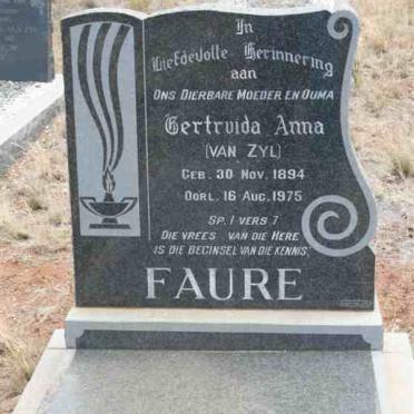 FAURE Gertruida Anna nee VAN ZYL 1894-1975