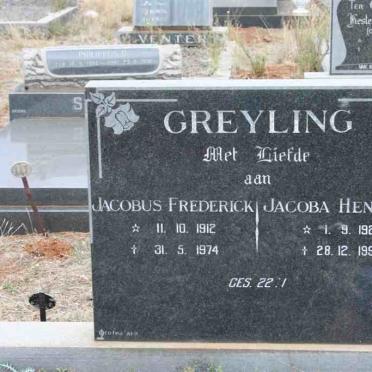 GREYLING Jacobus Frederick 1912-1974 &amp; Jacoba Hendrina 1920-1997