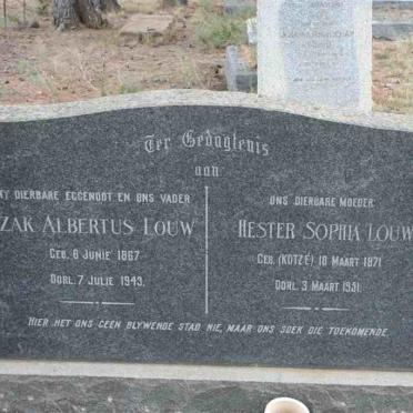 LOUW Izak Albertus 1867-1943 &amp; Hester Sophia KOTZE 1871-1951
