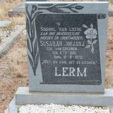 LERM Susarah Johanna nee VAN GREUNEN 1881-1970