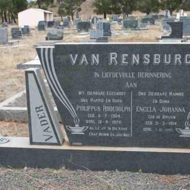 RENSBURG Philippus Rhoedolph 1904-1970 &amp; Engela Johanna DE BRUYN 1914-1986