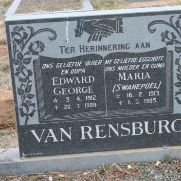 RENSBURG Edward George, van 1912-1988 &amp; Maria SWANEPOEL 1913-1985