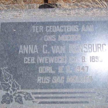 RENSBURG Anna G., van nee WEWEGE 1893-1947
