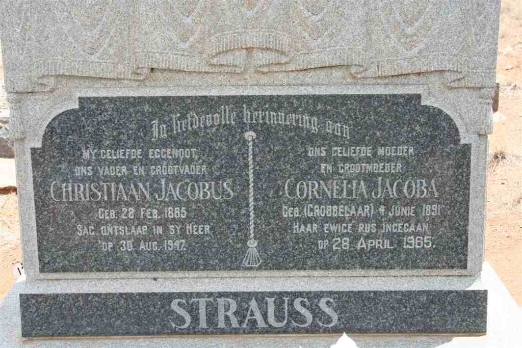 STRAUSS Christiaan Jacobus 1885-1947 & Cornelia Jacoba GROBBELAAR 1891-1965