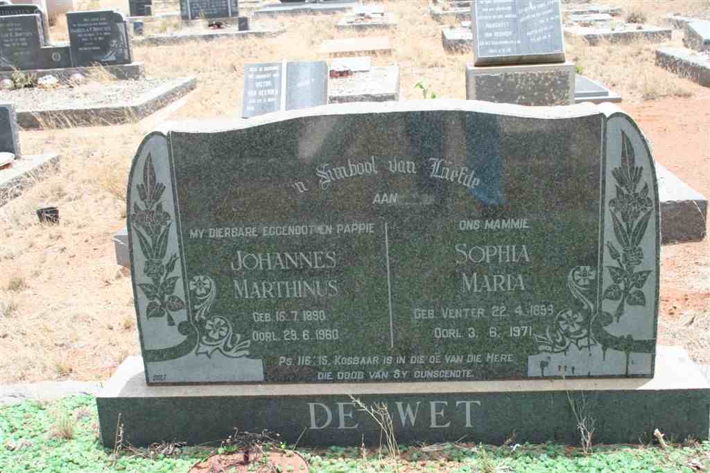 WET Johannes Marthinus, de 1890-1960 & Sophia Maria VENTER 1898-1971
