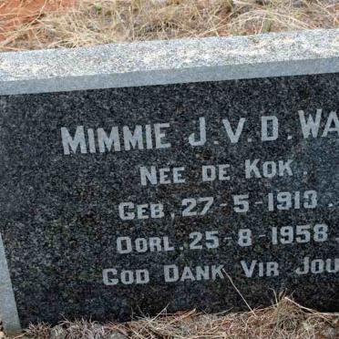 WALT Mimmie J., v.d. nee DE KOK 1913-1958