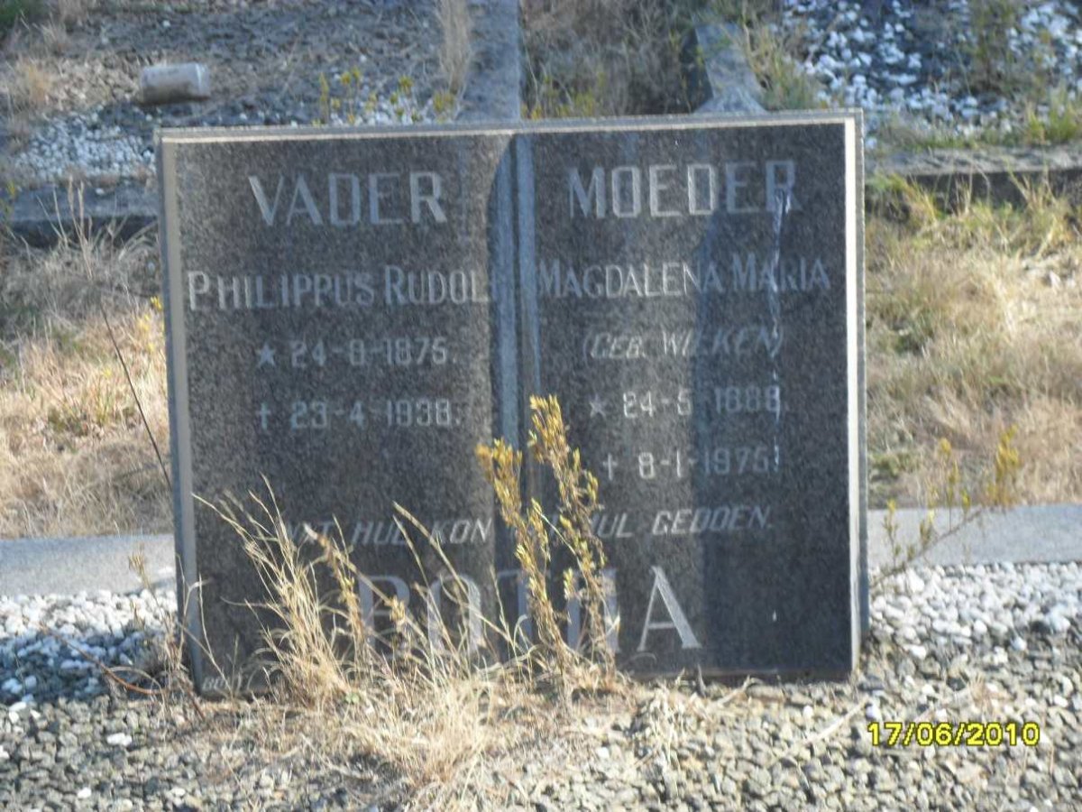 BOTHA Philippus Rudolph 1875-1938 & Magdalena Maria WILKEN 1888-1975