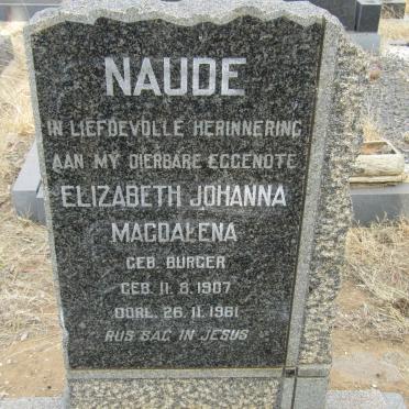 NAUDE Elizabeth Johanna Magdalena nee BURGER 1907-1961