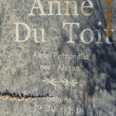 TOIT Anna Petronella, du nee ALSTON 1918-2010