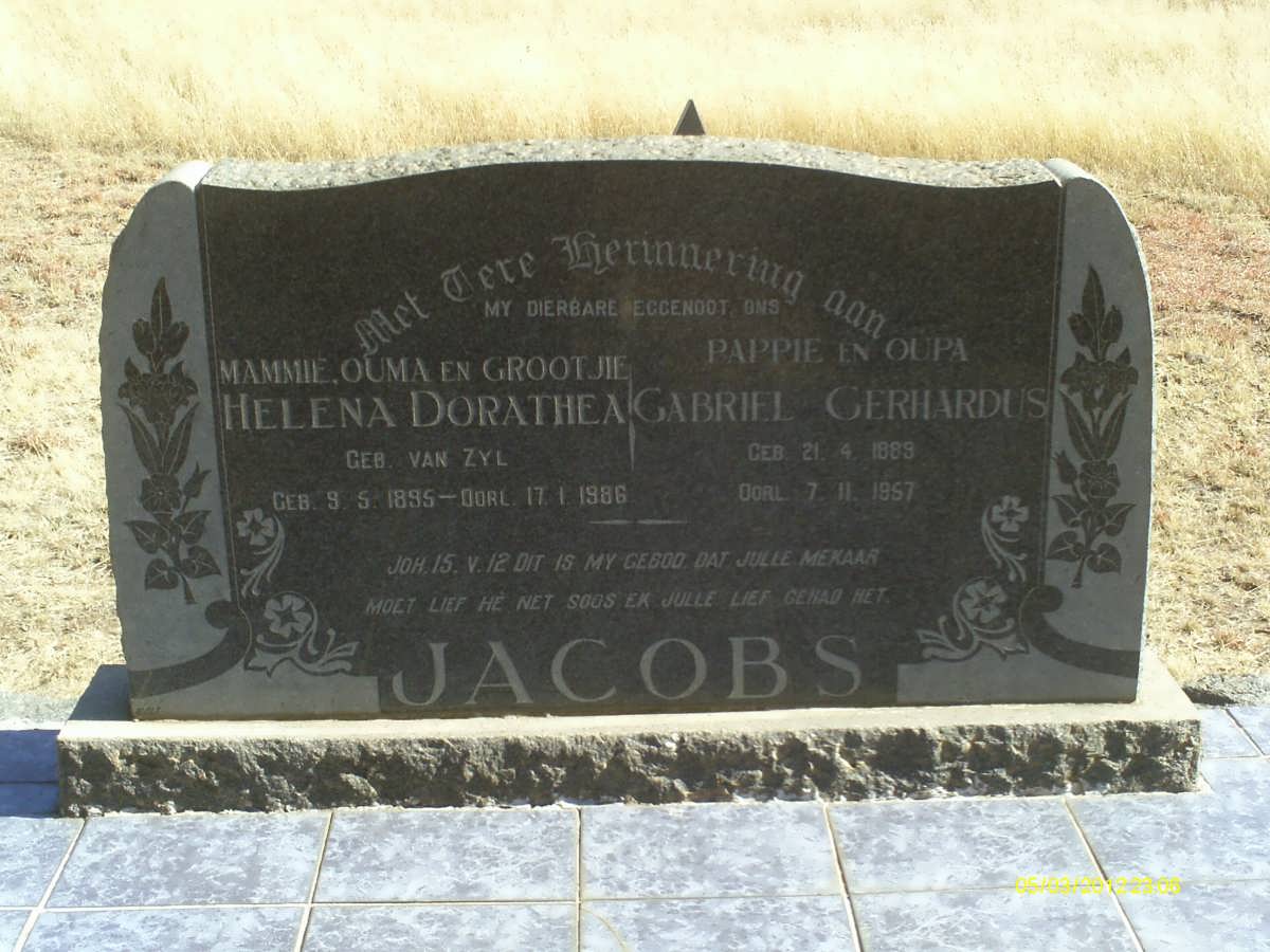JACOBS Gabriel Gerhardus 1889-1957 & Helena Dorathea VAN ZYL 1895-1986