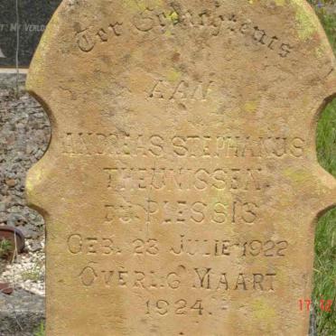 PLESSIS Andreas Stephanus Theunissen, du 1922-1924