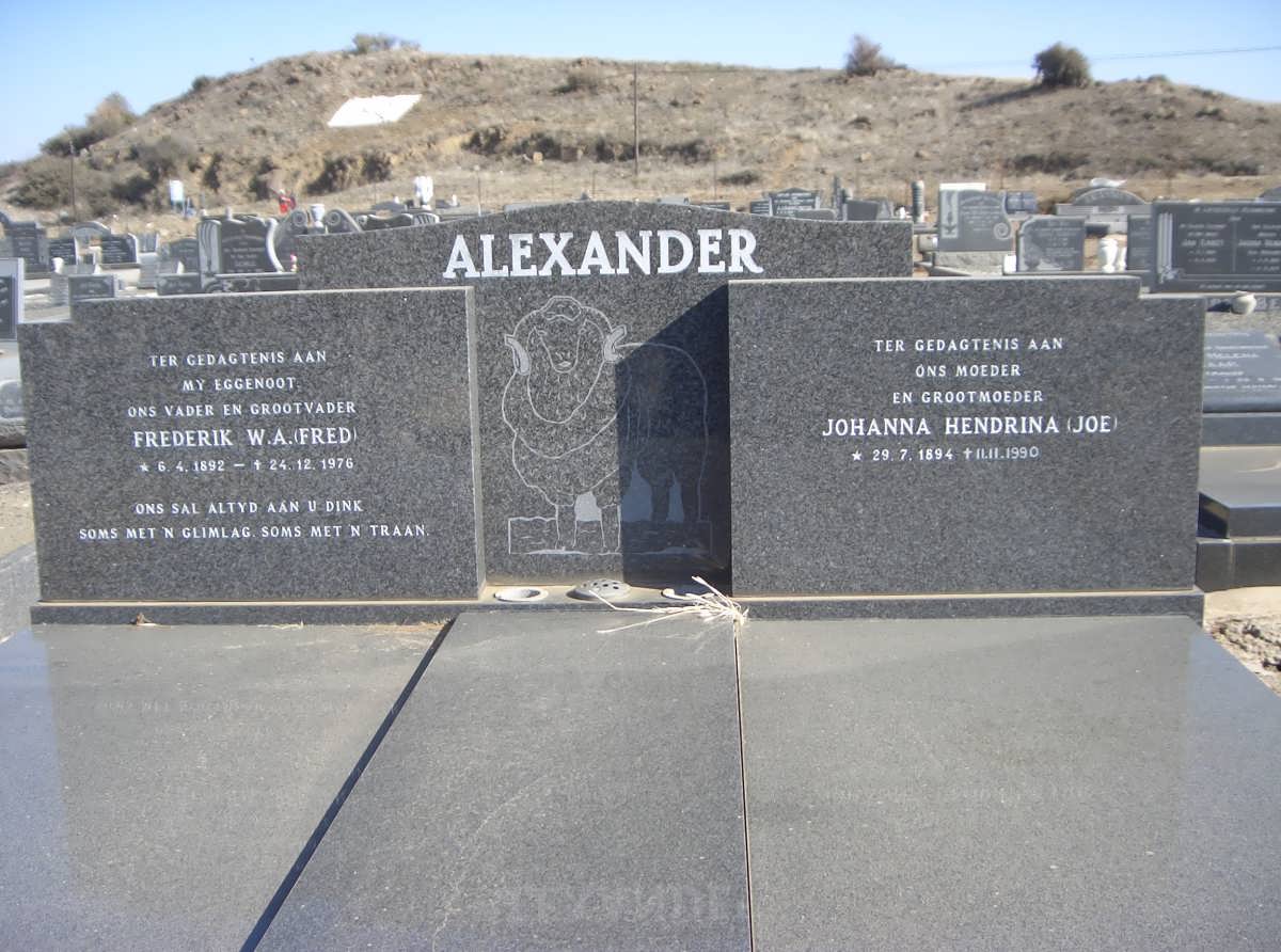 ALEXANDER Frederik W.A. 1892-1976 & Johanna Hendrina 1894-1990