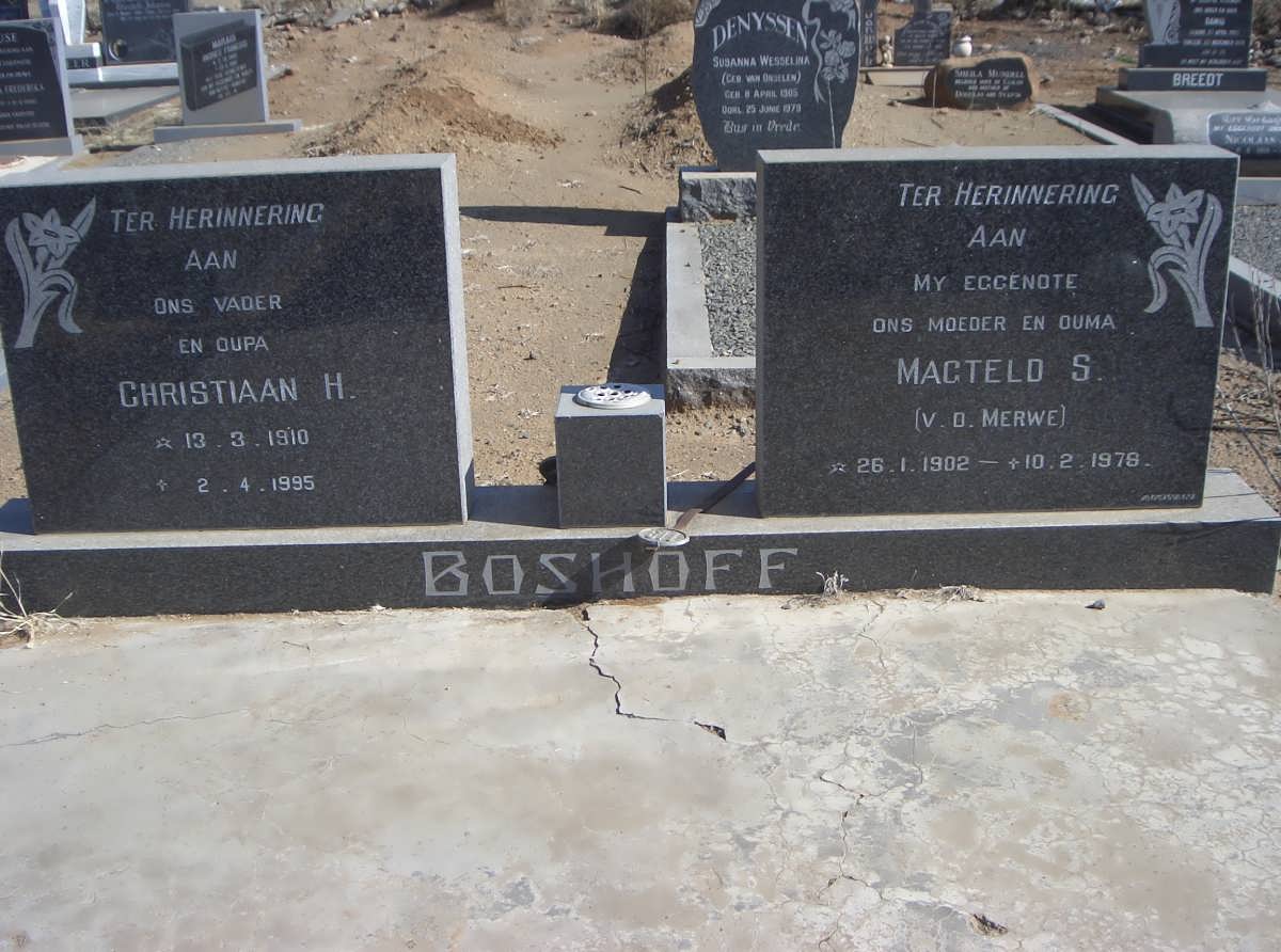 BOSHOFF Christiaan H. 1910-1995 & Magteld S. V.D. MERWE 1902-1978