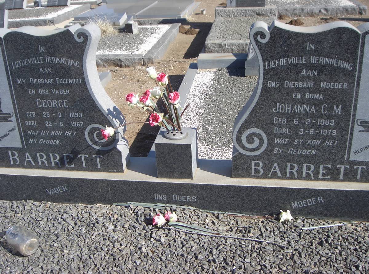 BARRETT George 1893-1967 & Johanna C.M. 1903-1979