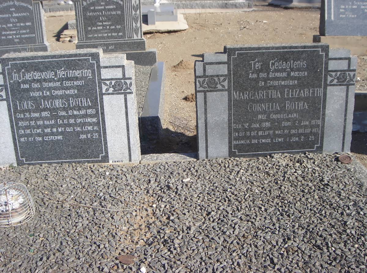 BOTHA Louis Jacobus 1892-1950 & Margaretha Elizabeth Cornelia GROBBELAAR 1896-1970