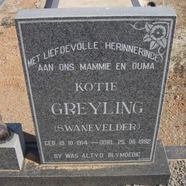 GREYLING Kotie nee SWANEVELDER 1914-1992