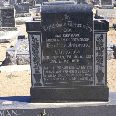 HUMAN Gertina Johanna Christina nee HUMAN 1887-1970 