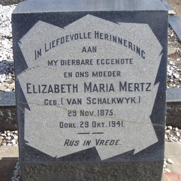 MERTZ Elizabeth Maria nee VAN SCHALKWYK 1875-1941