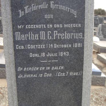 PRETORIUS Martha M.E. nee COETZEE 1891-1943