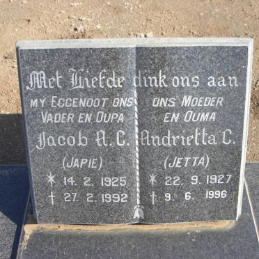 PIETERSEN Jacob A.C. 1925-1992 &amp; Andrietta C. 1927-1996