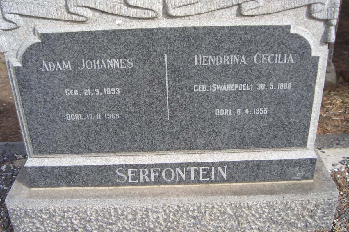 SERFONTEIN Adam Johannes 1893-196? & Hendrina Cecilia SWANEPOEL 1888-1955
