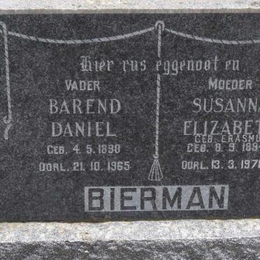 BIERMAN Barend Daniel 1890-1965 &amp; Susanna Elizabeth ERASMUS 1894-1970